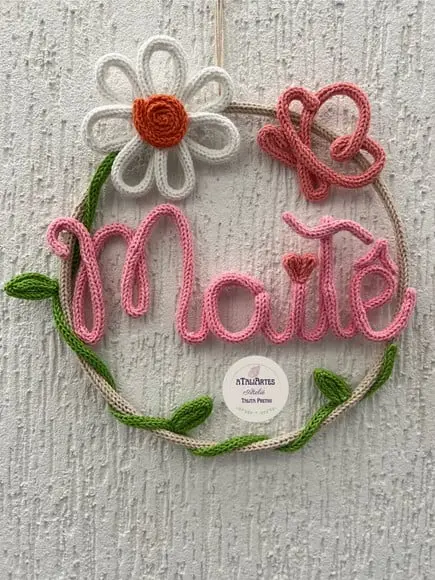 Porta Maternidade Margarida Personalizada em Tricotin