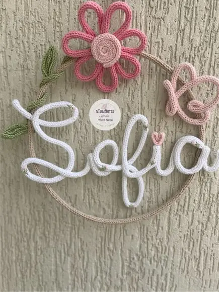 Porta Maternidade Margarida Personalizada em Tricotin