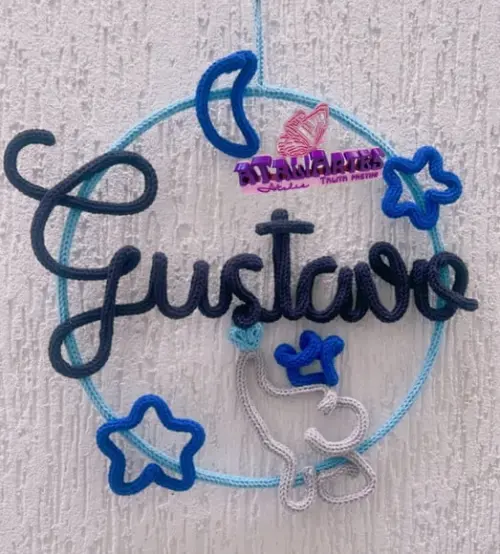 Porta Maternidade Menino Personalizado em Tricotin