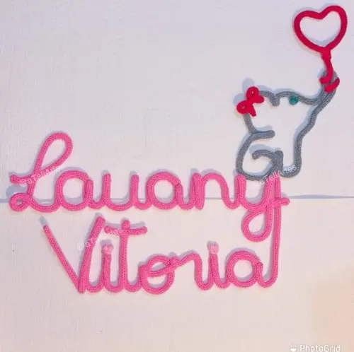Porta Maternidade Nome com Desenho em Tricotin personalizado