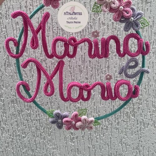 Porta maternidade de Gêmeas Personalizado em Tricotin