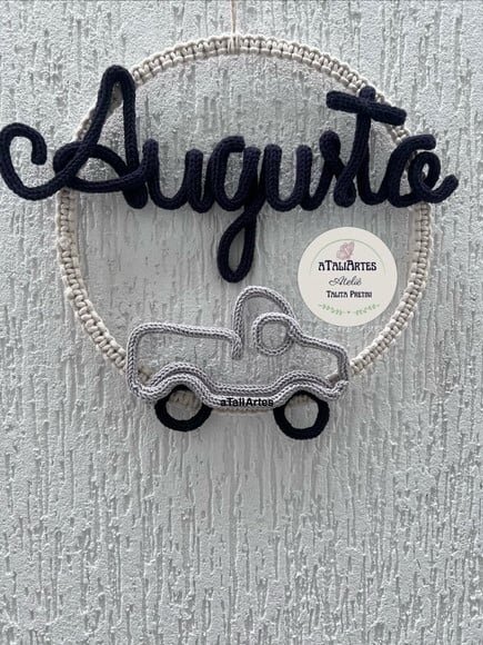 Porta maternidade Guirlanda de Menino Personalizada em Macramê c