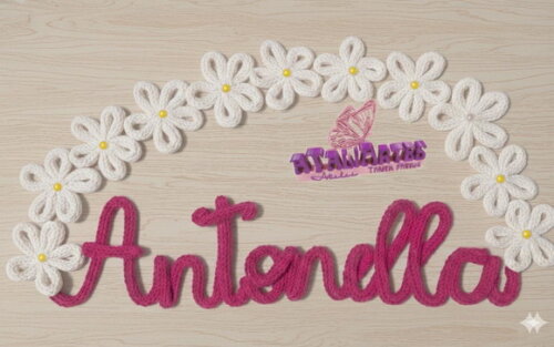 Porta Maternidade Arco de Flores personalizado em Tricotin com 01 nome