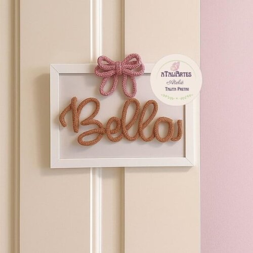 Quadro Porta Maternidade Laço Personalizado Tricotin