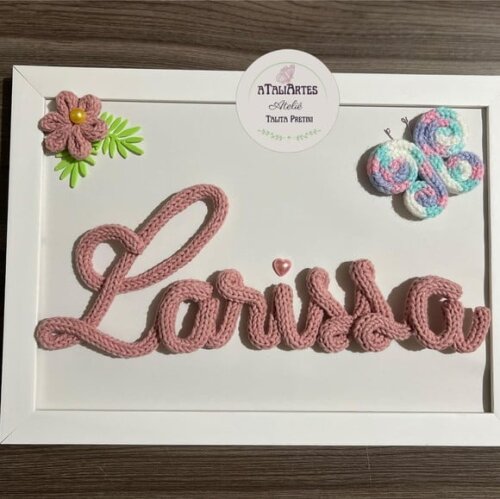 Quadro Porta Maternidade Laço Personalizado Tricotin