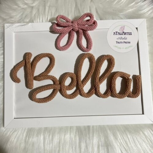 Quadro Porta Maternidade Laço Personalizado Tricotin