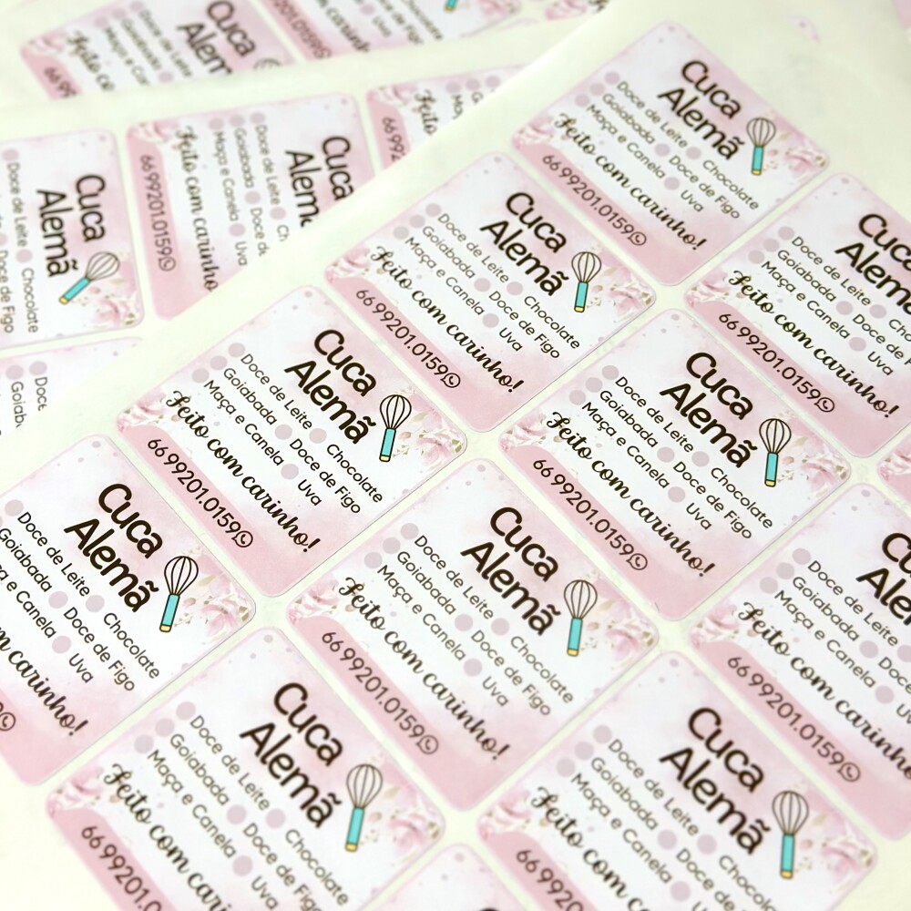 Cartela de Adesivos já cortados de Papel Personalizados em Carte