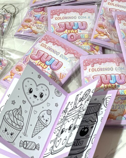 Kit Colorir Infantil | Livro, Giz de Cera e Embalagem