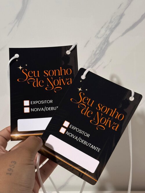 Crachá CredencialPersonalizado para Eventos | 10x14 cm com Cordão Incluso