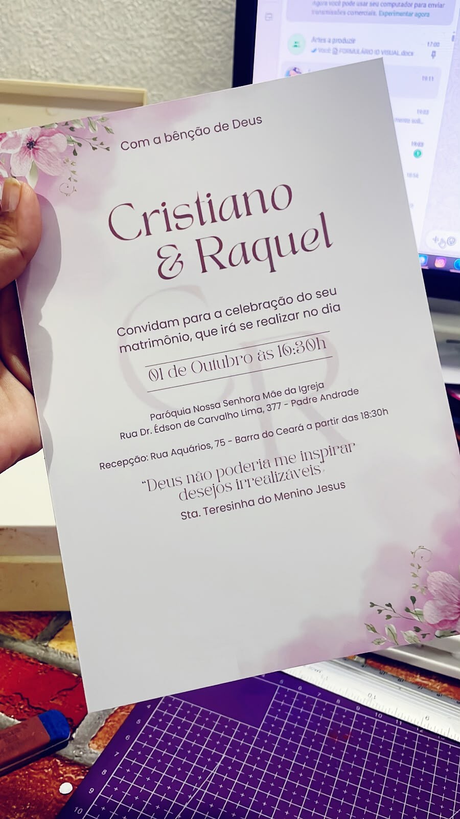 Convite - Modelo Arezzo com Lacre - Rosa Floral