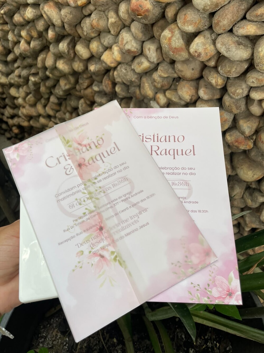 Convite - Modelo Arezzo com Lacre - Rosa Floral