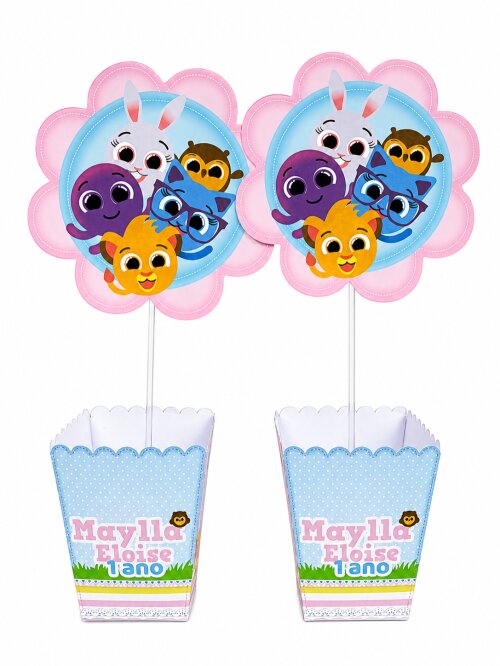 Centro de mesa personalizado / tema bolofofos meninas