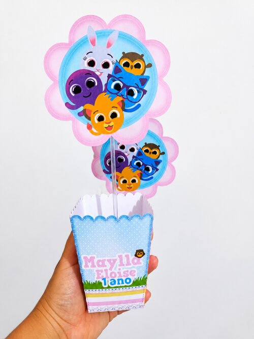 Centro de mesa personalizado / tema bolofofos meninas