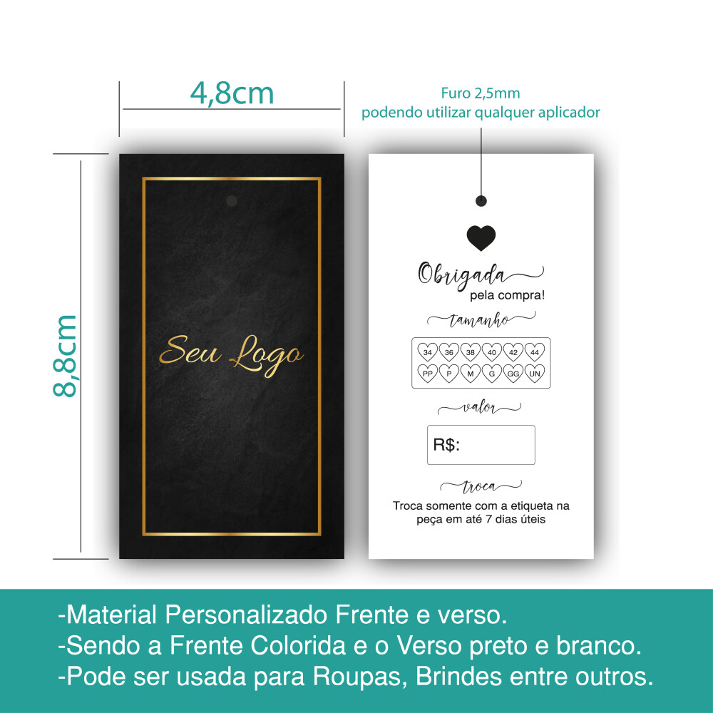 1.000 Tags Personalizadas para roupas, Lingeries