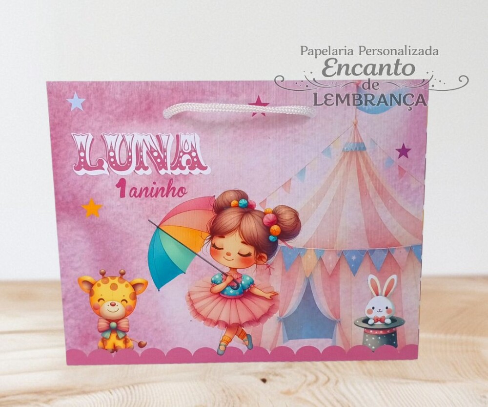 10 SACOLA PERSONALIZADA CIRCO ROSA / sacola circo rosa/ sacola su