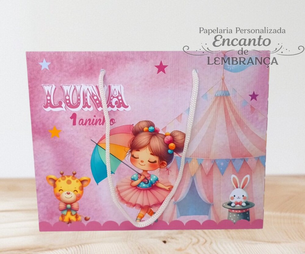 10 SACOLA PERSONALIZADA CIRCO ROSA / sacola circo rosa/ sacola su