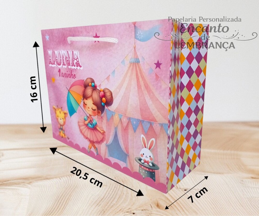 10 SACOLA PERSONALIZADA CIRCO ROSA / sacola circo rosa/ sacola su