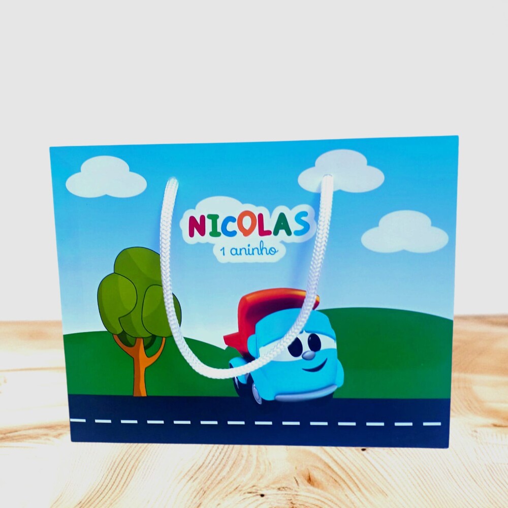 10 SACOLA PERSONALIZADA LÉO O CAMINHÃO / sacola Léo o caminhã