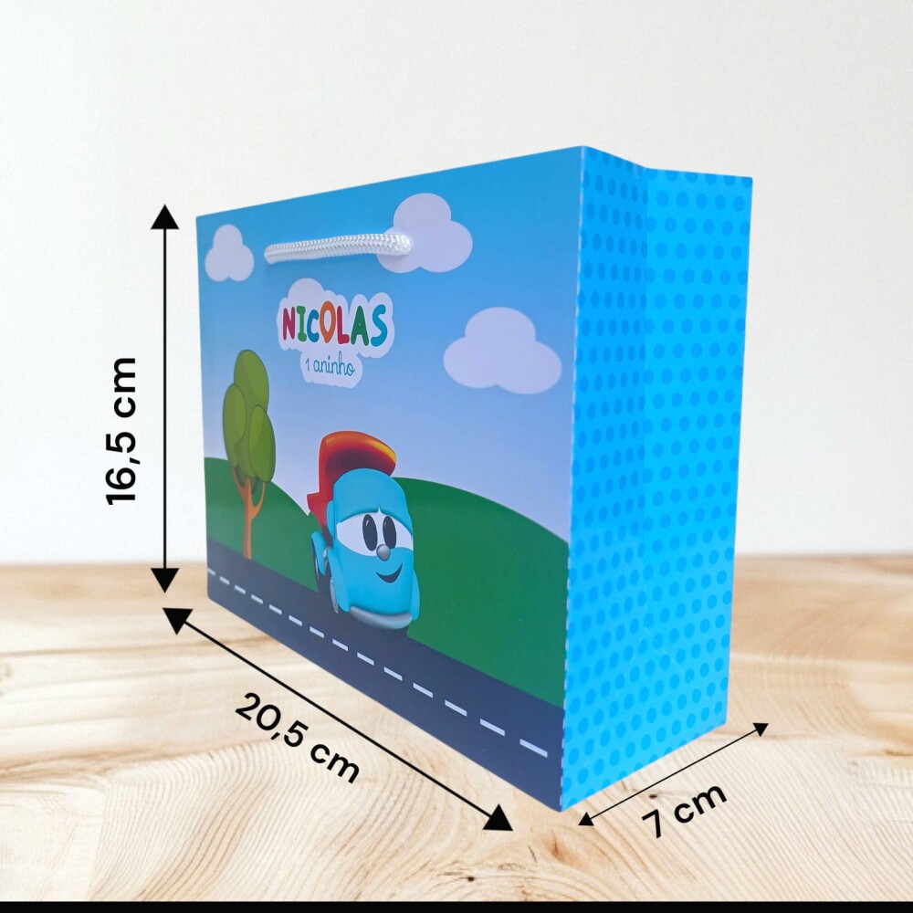 10 SACOLA PERSONALIZADA LÉO O CAMINHÃO / sacola Léo o caminhã