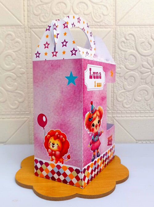 10 Maletinha Personalizada CIRCO ROSA com visor – Lembrancinha