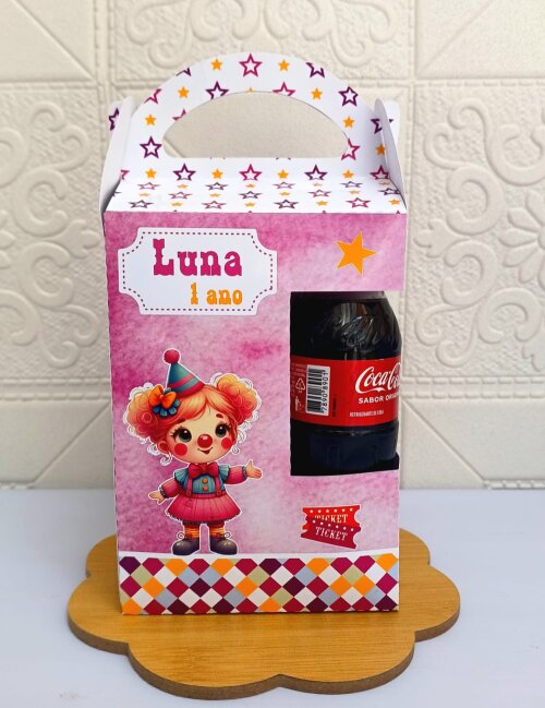 10 Maletinha Personalizada CIRCO ROSA com visor – Lembrancinha Infantil (Nome e Idade)