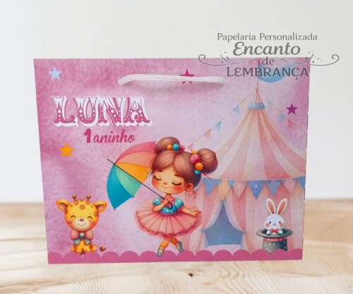 10 SACOLA PERSONALIZADA CIRCO ROSA / sacola circo rosa/ sacola su