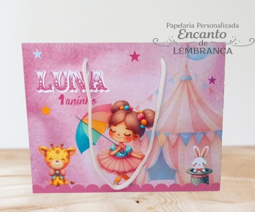 10 SACOLA PERSONALIZADA CIRCO ROSA / sacola circo rosa/ sacola su