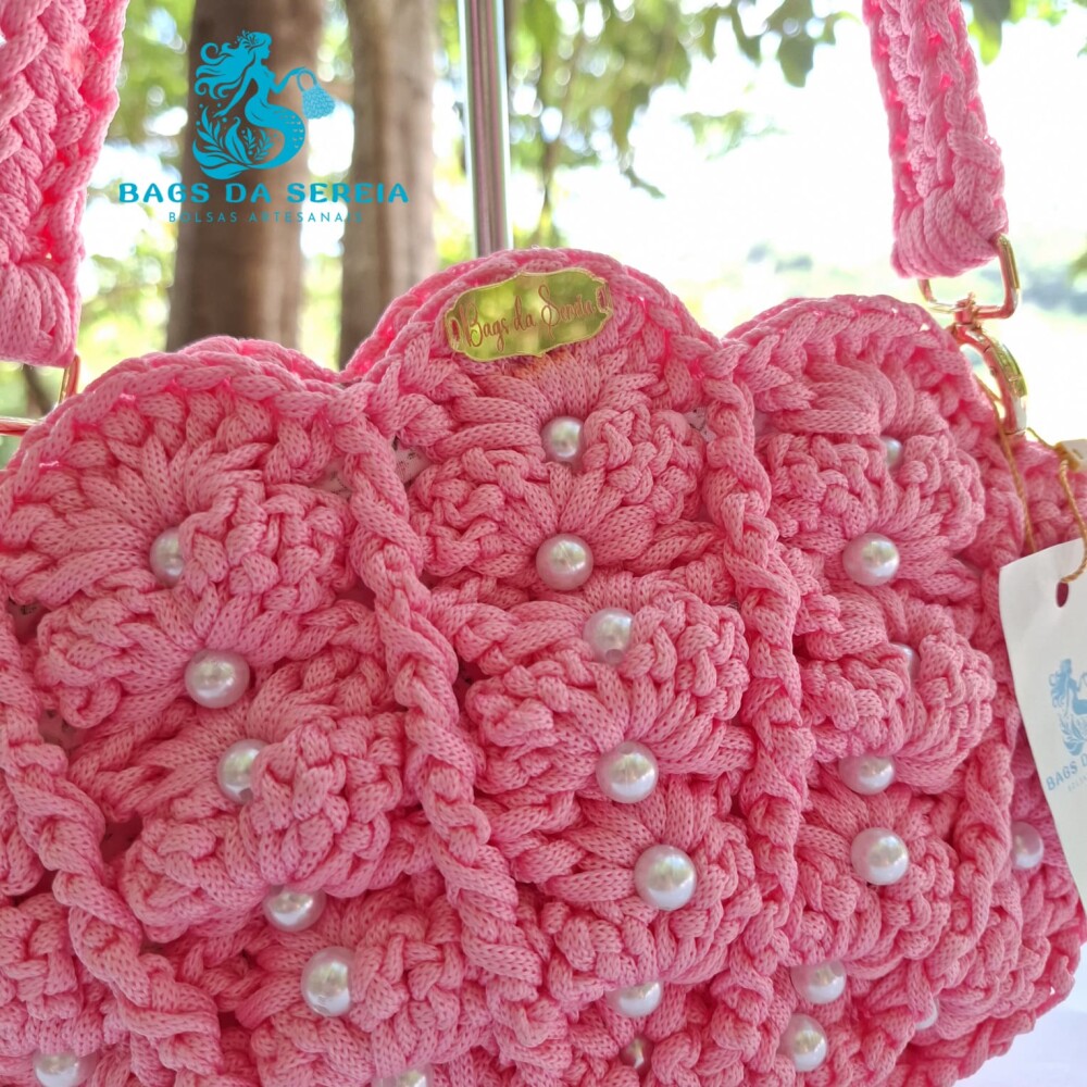 Bolsa Concha de Crochê em Fio Náutico
