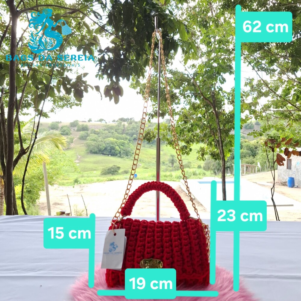 Bolsa Vermelha em Fio Náutico com Corrente