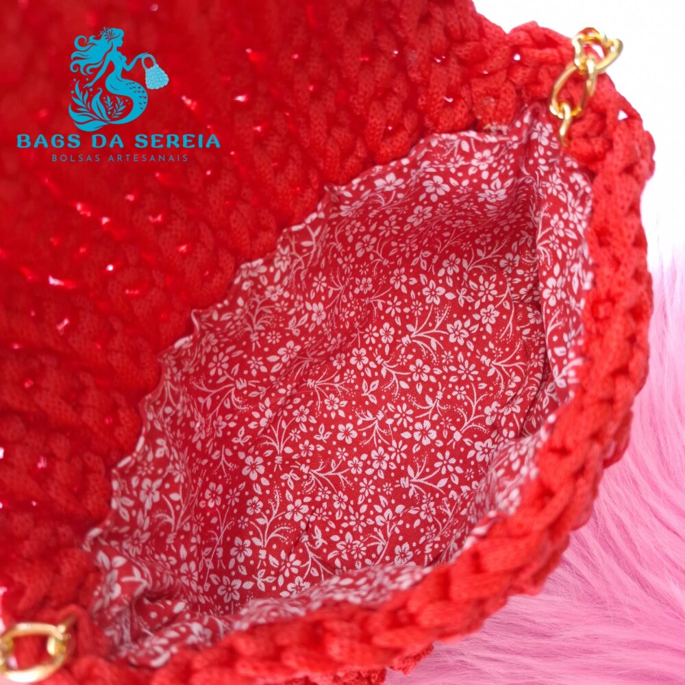 Bolsa Vermelha em Fio Náutico com Corrente