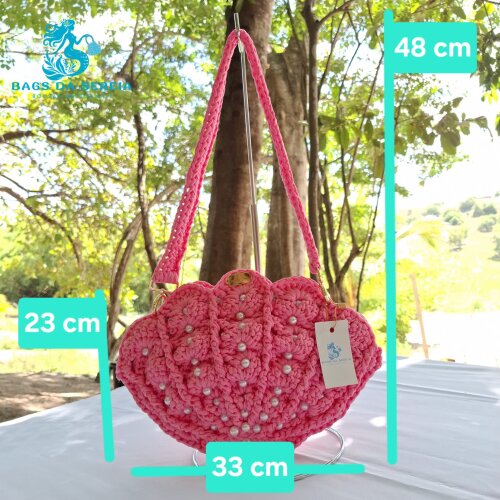 Bolsa Concha de Crochê em Fio Náutico