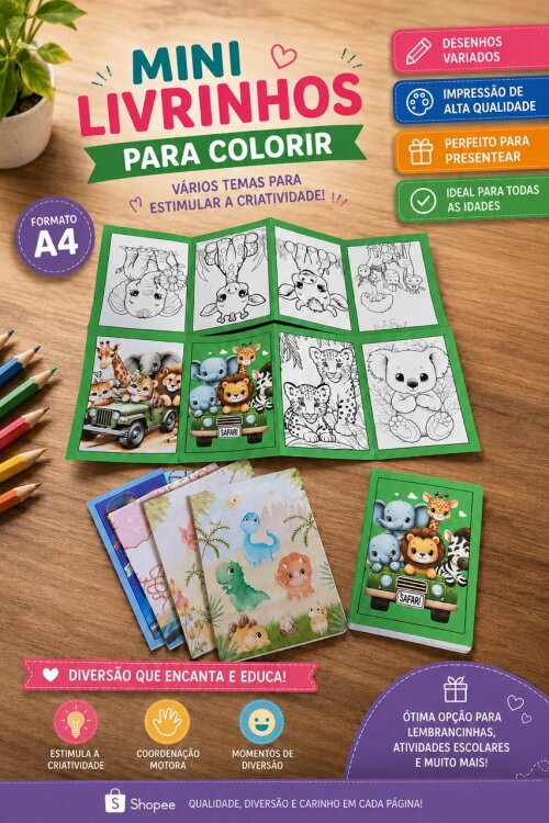 LIVRINHO DE COLORIR - DIVERSOS TEMAS - TAMANHO A4