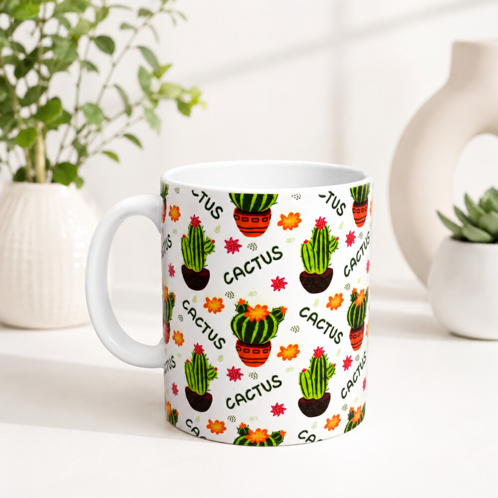 Caneca De Porcelana Personalizada Cactos