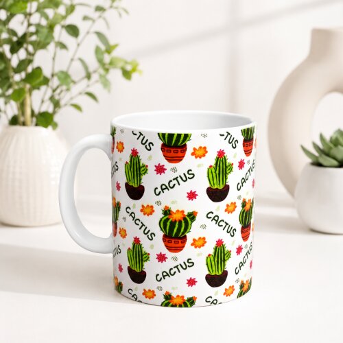Caneca De Porcelana Personalizada Cactos