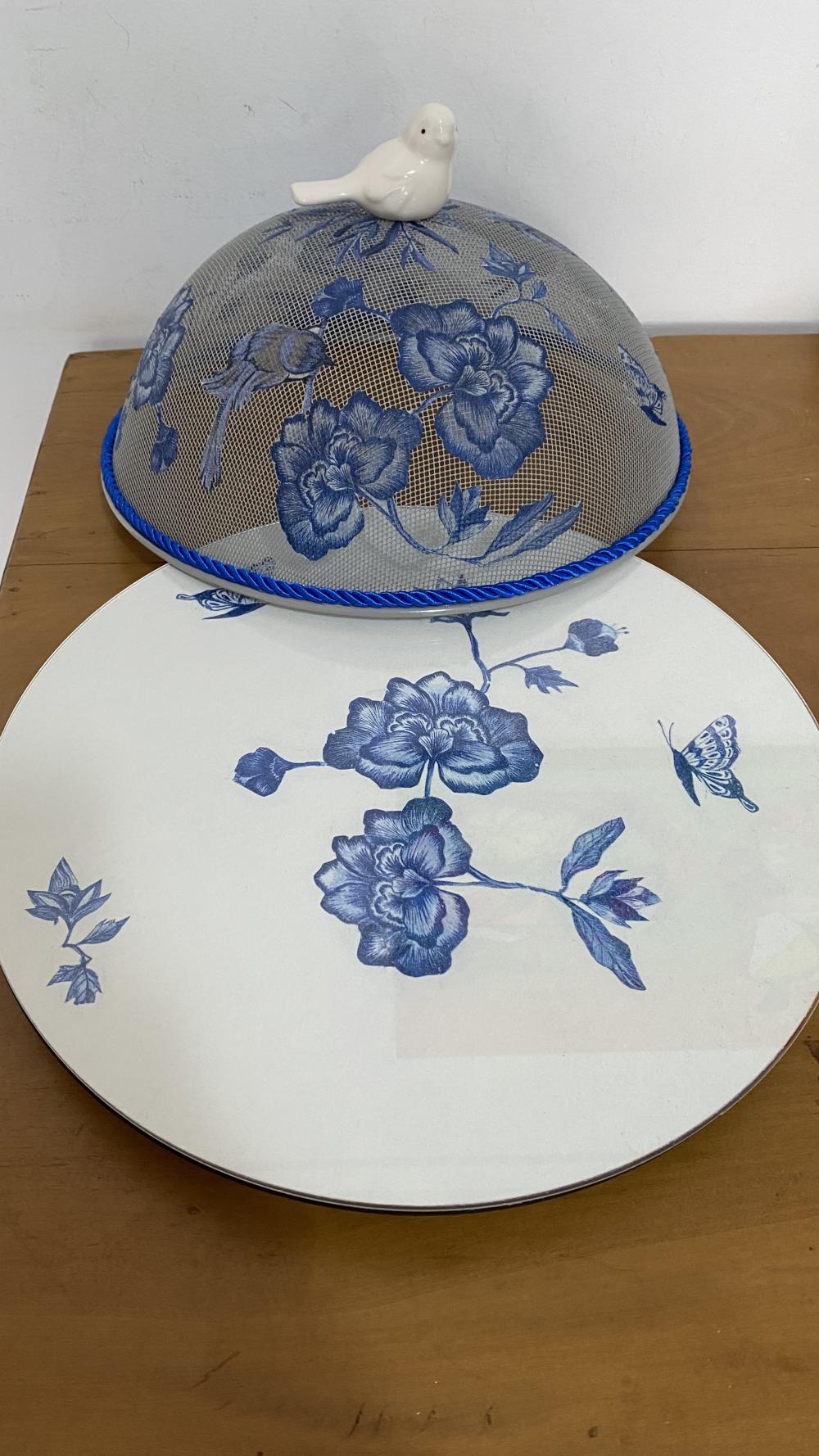 Kit Cobre bolo flor azul