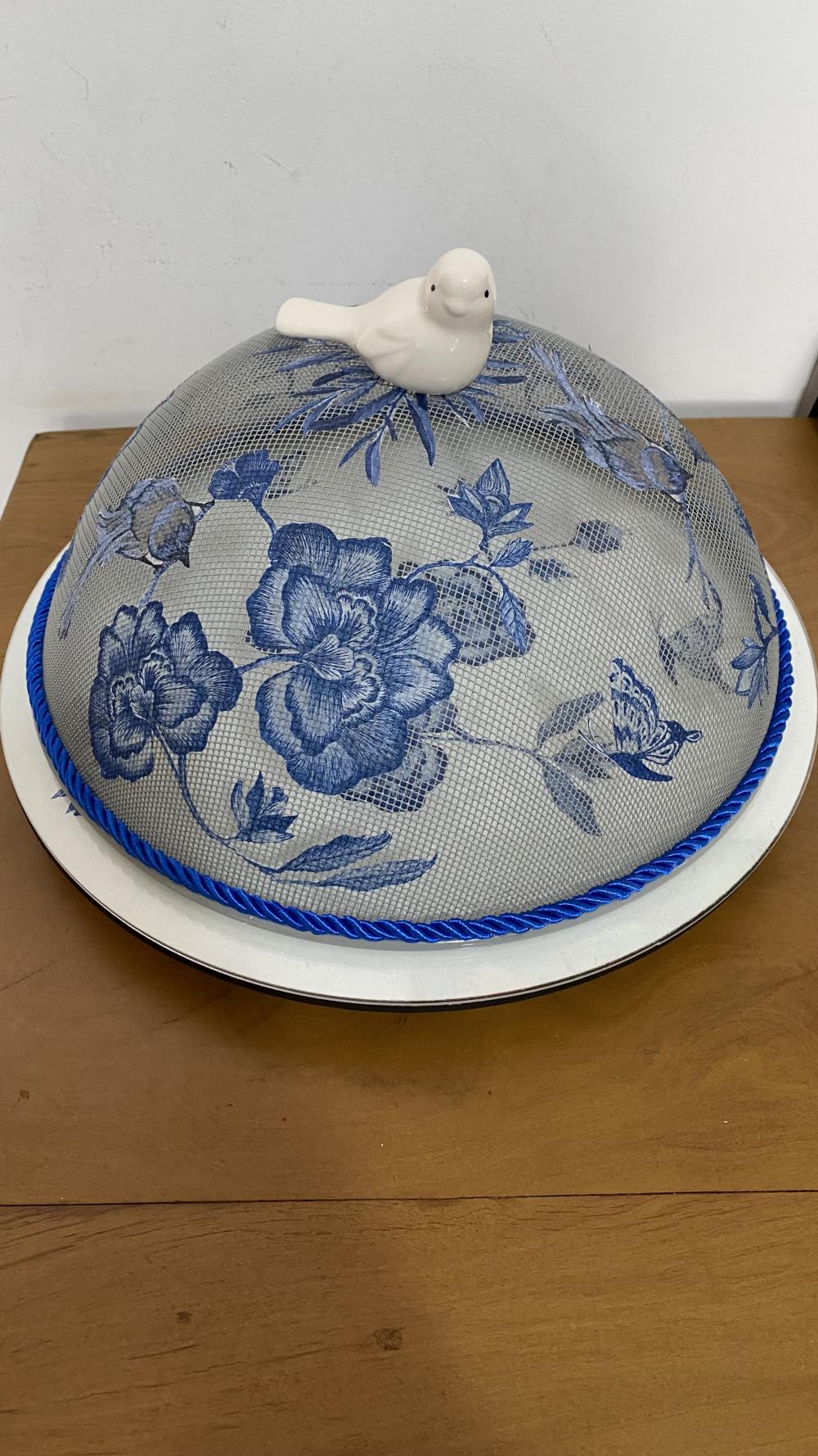 Kit Cobre bolo flor azul