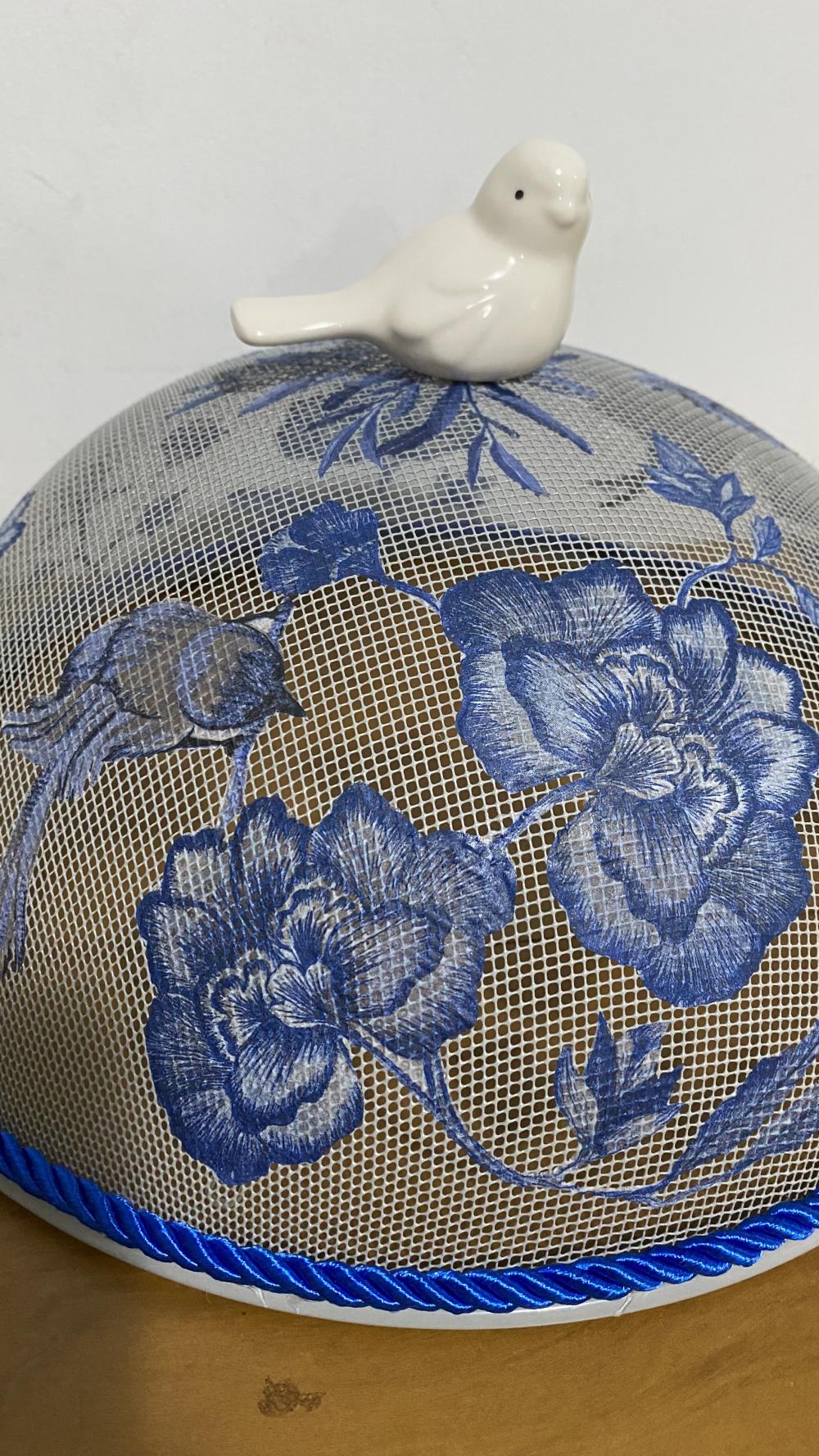 Kit Cobre bolo flor azul