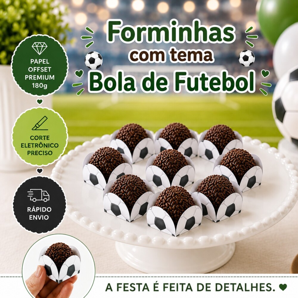 Forminhas p/ Doces no tema BOLA DE FUTEBOL - Forminhas p/ Docinho