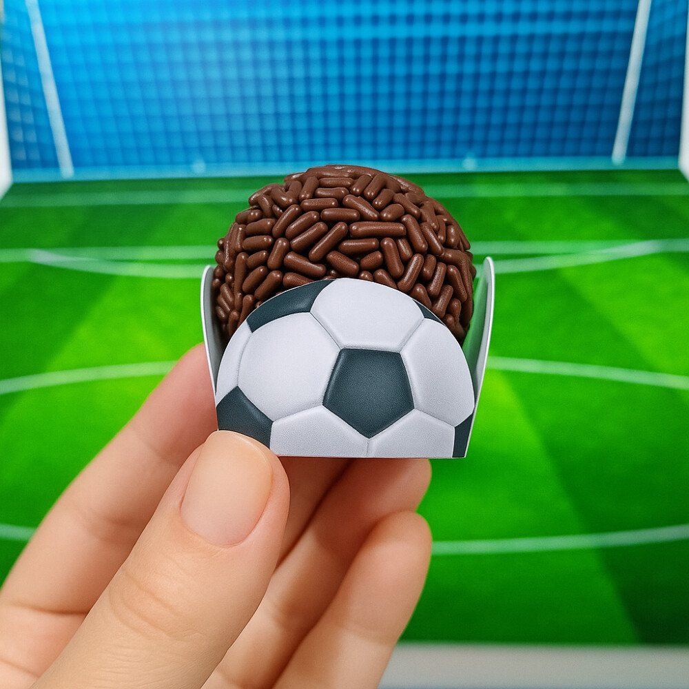Forminhas p/ Doces no tema BOLA DE FUTEBOL - Forminhas p/ Docinho