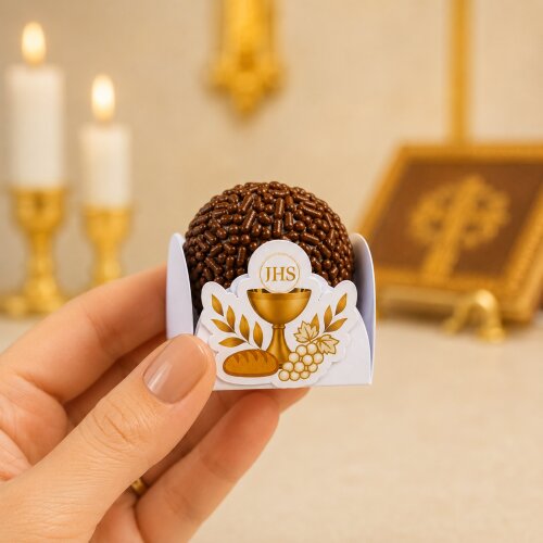 Forminhas p/ Doces Personaliz. no tema BATIZADO, CRISMA e PRIM. C
