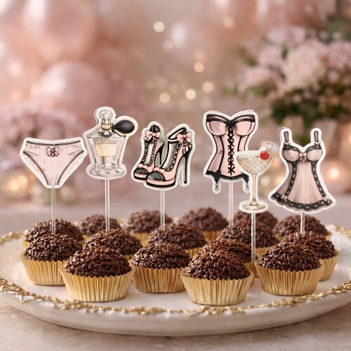 Kit Topper para Docinhos Chá de Lingerie – Toppers Lingerie – Decoração Despedida de Solteira