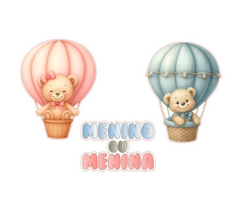 Topo de Bolo Chá Revelação Menino ou Menina – Ursinhos Balã