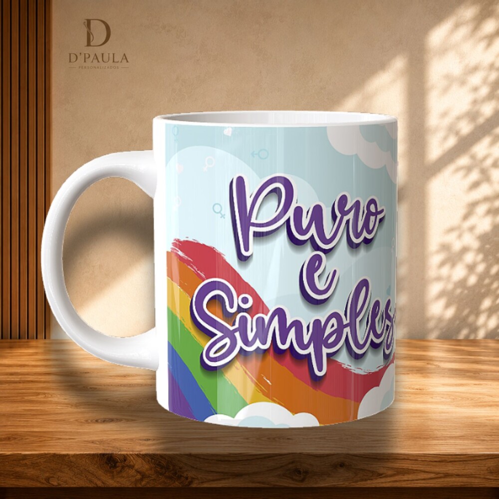 Caneca Puro e Simples Apenas Amor LGBT Cerâmica 325ml