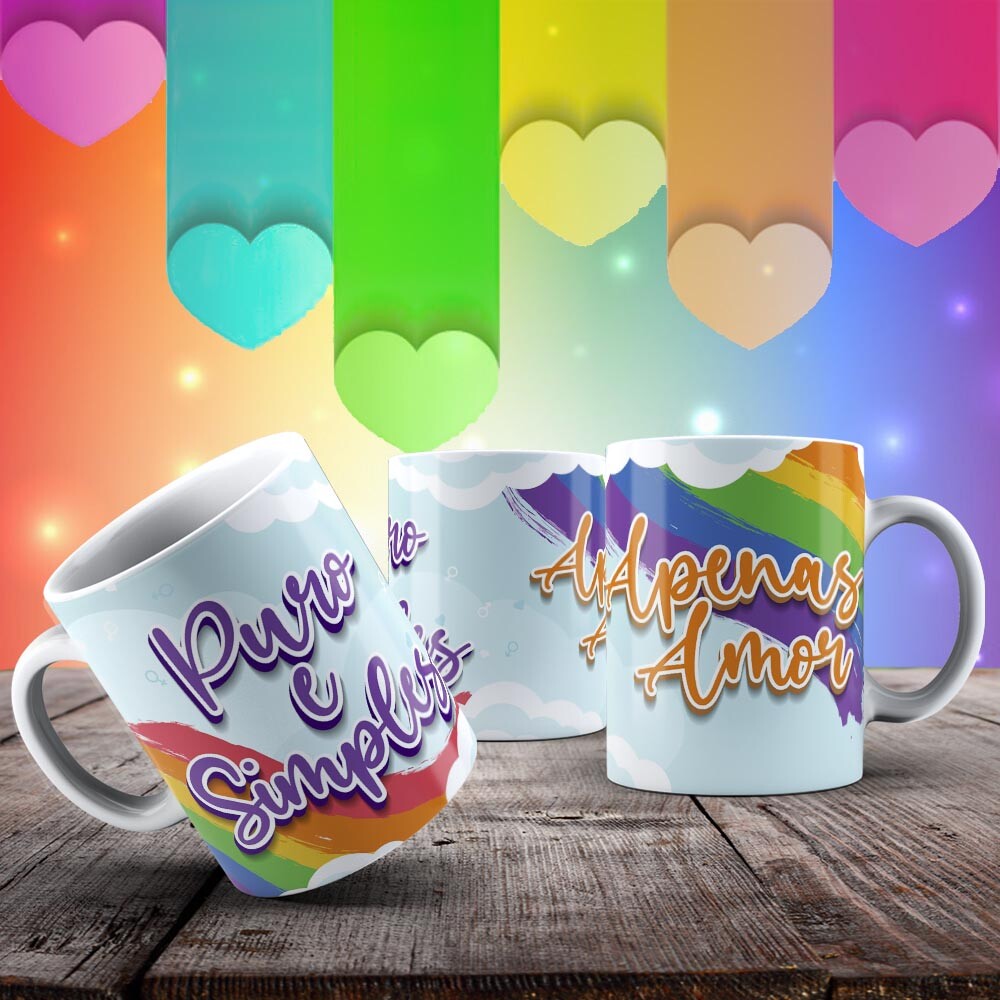 Caneca Puro e Simples Apenas Amor LGBT Cerâmica 325ml
