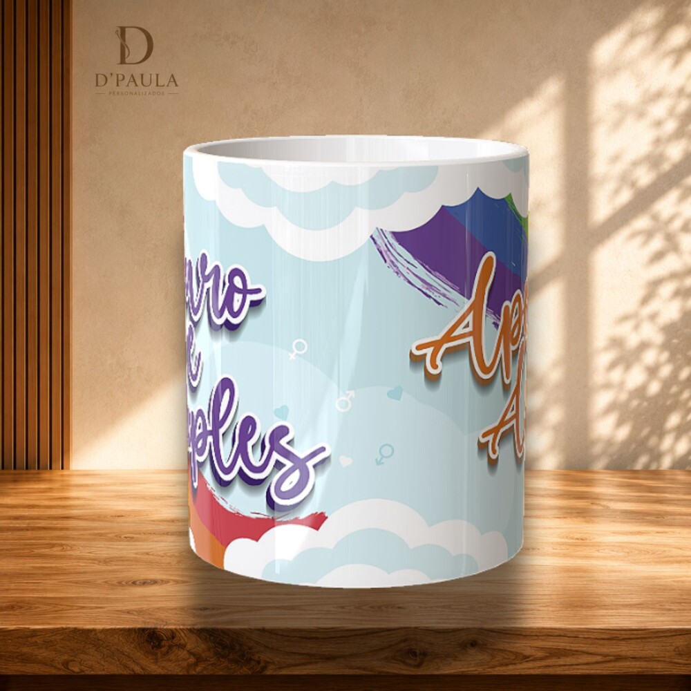 Caneca Puro e Simples Apenas Amor LGBT Cerâmica 325ml