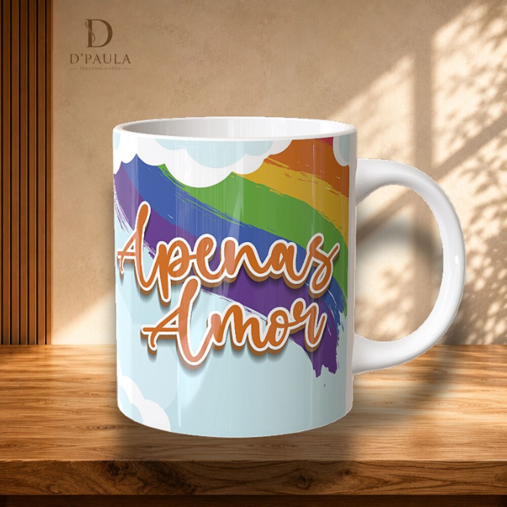 Caneca Puro e Simples Apenas Amor LGBT Cerâmica 325ml