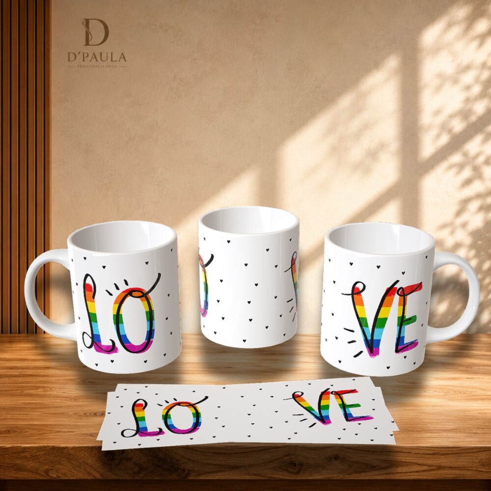 Caneca Love LGBTQIA+ em Cerâmica 325ml | Presente Criativo e Exc
