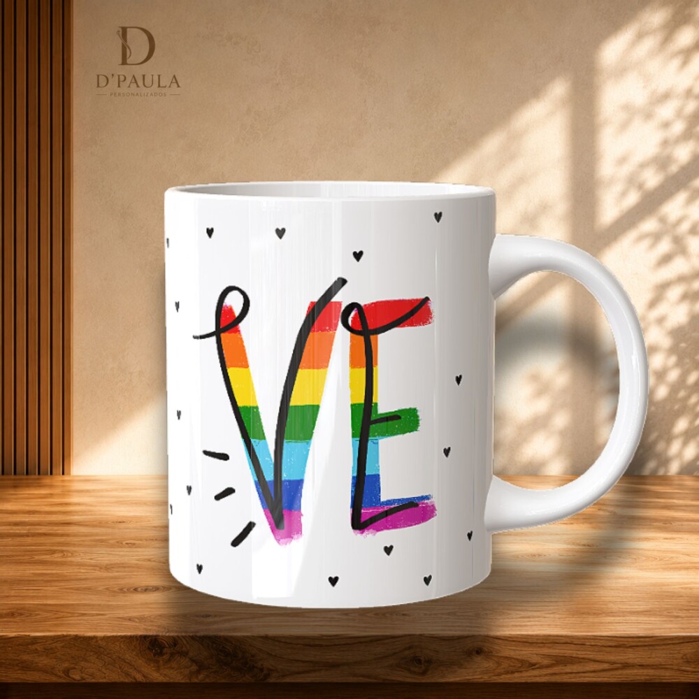 Caneca Love LGBTQIA+ em Cerâmica 325ml | Presente Criativo e Exc
