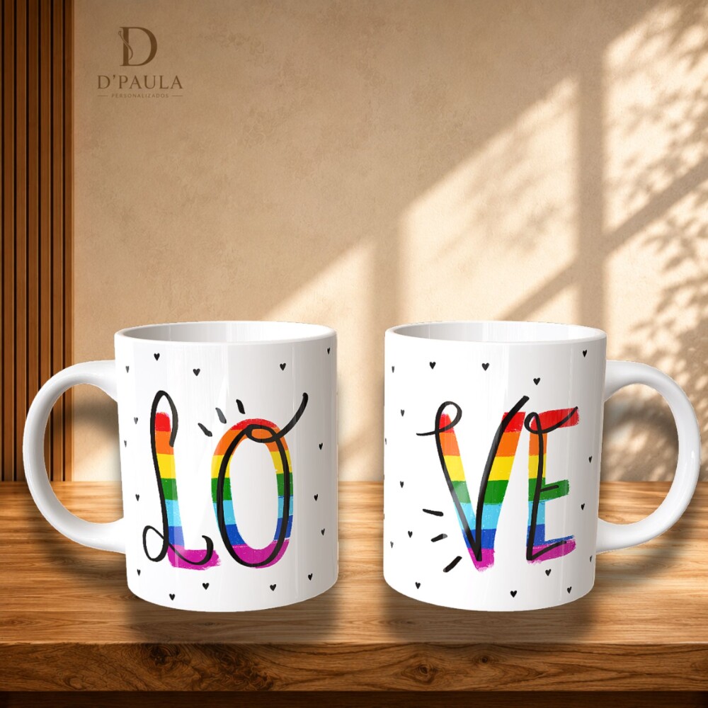 Caneca Love LGBTQIA+ em Cerâmica 325ml | Presente Criativo e Exc