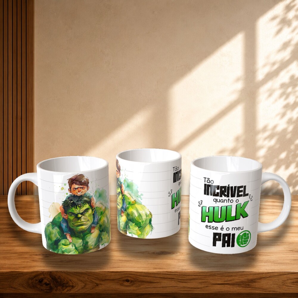Caneca Dia dos Pais Hulk Personalizada 325ml Presente para Pai